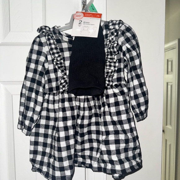WonderNation 6-9Months Cotton Plaid Dress with tight Outfit 2 Piece Set NWT - Picture 3 of 14